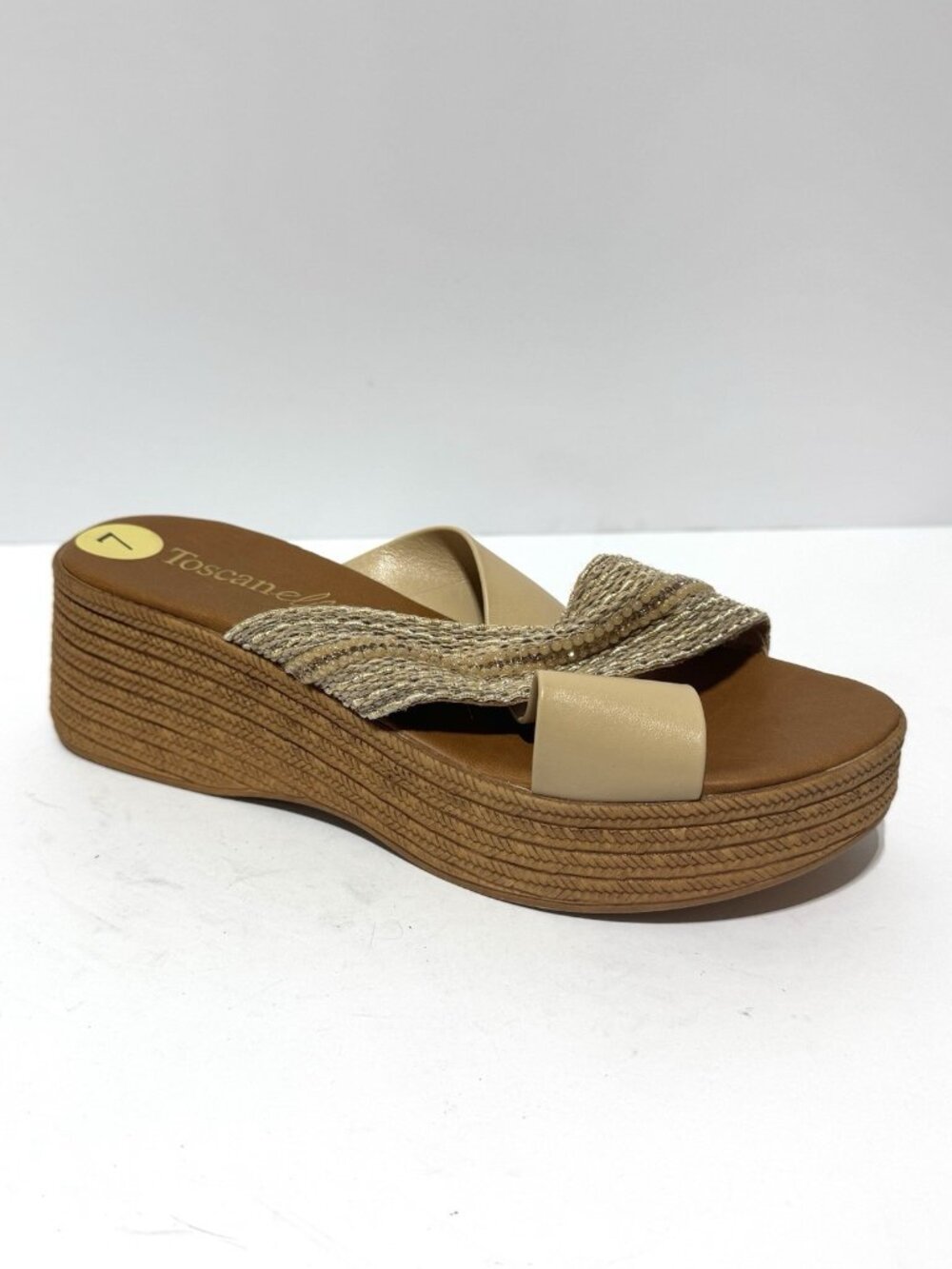 Toscanella Womens Brown Wedge Sandals, Size 7 M